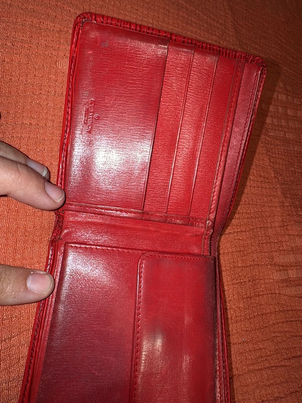 Louis Vuitton Red Epi Leather Bi-Fold Wallet